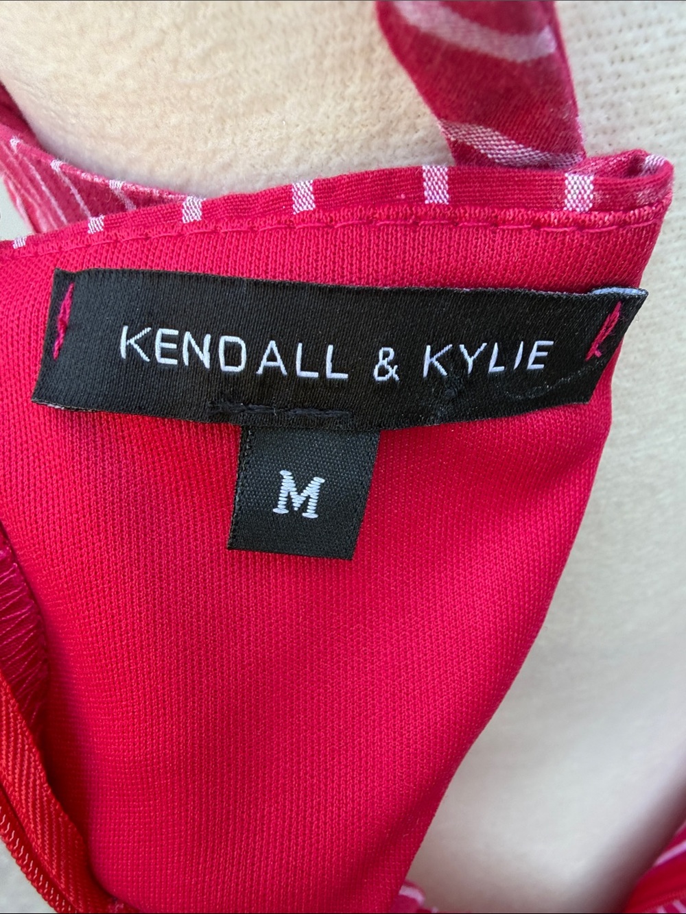 KENDALL & KYLIE Red & White Striped Mini Cotton Dress Juniors Size M - Picture 2 of 12